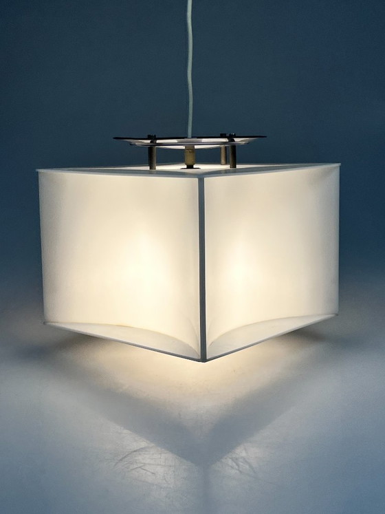 Suspension Cube Blanc Vintage, Space Age, Années 1970 – Métal, Plastique (photo 9 of 18)
