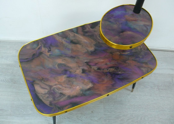 Image 1 of Portafiori anni '50-'60 Tavolo da fiori etagere a 4 livelli, viola scuro marmorizzato, Mid Century Modern