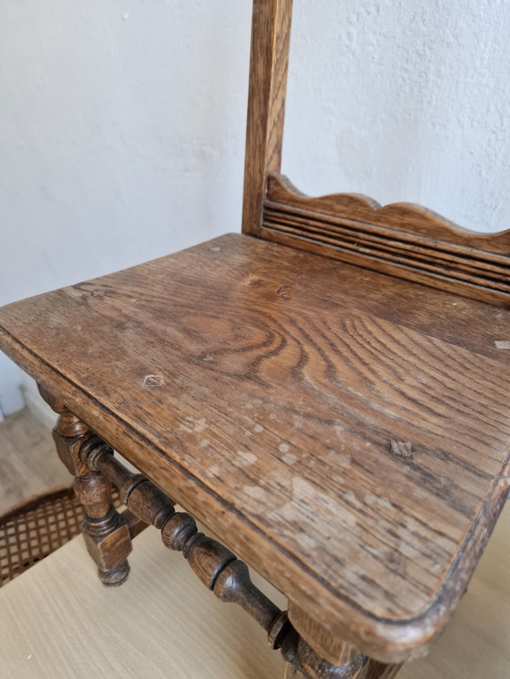 Image 1 of 2x Antique Chairs With Open Back Turned Legs Century