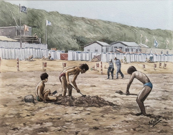 Image 1 of Aquarelle de Aad Mustert 50*45/29.5*23 cm (Art, Peinture)