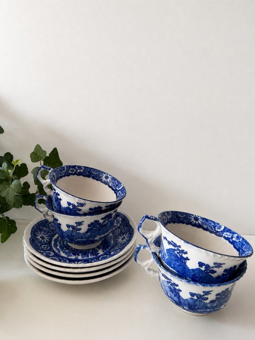 Ensemble de 4 tasses et soucoupes vintage – servies, Ceramic