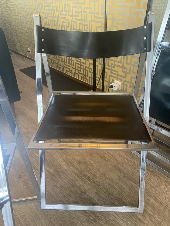 Image 1 of 4 (Four) Beautiful Vintage Folding Chairs, Model 'Elios', Designed By Fontoni & Geraci For Lübke in the 1970s