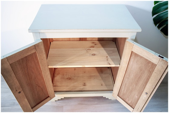 Image 1 of Buffet parisien gris argile, bois patiné, 1950