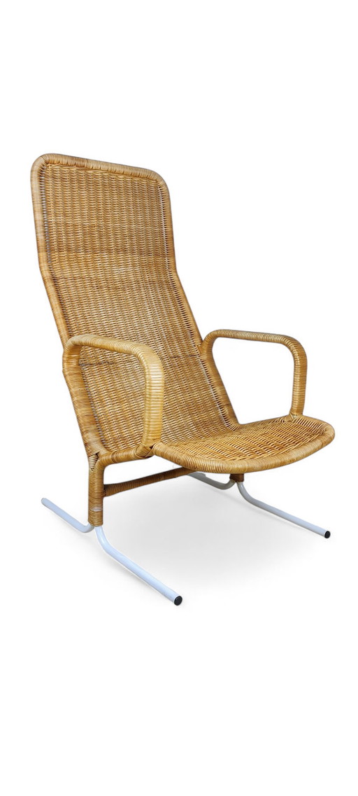 Fauteuil de salon en rotin Rohé Noordwolde 1960s