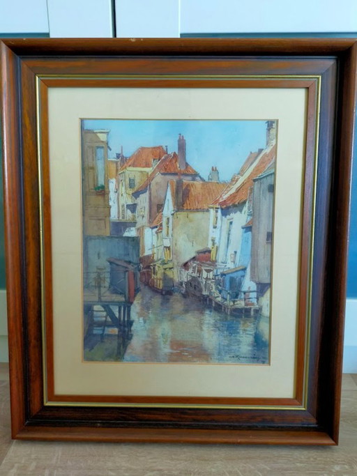 Watercolor from 1926 of Zutphen by H.E. Roodenburg (heirloom)