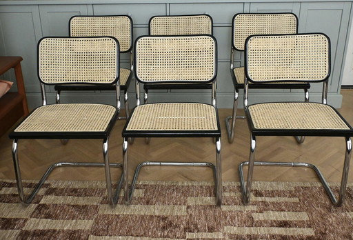 Juego de 6 piezas italianas B32 “Cesca” modelo Marcel Breuer B32