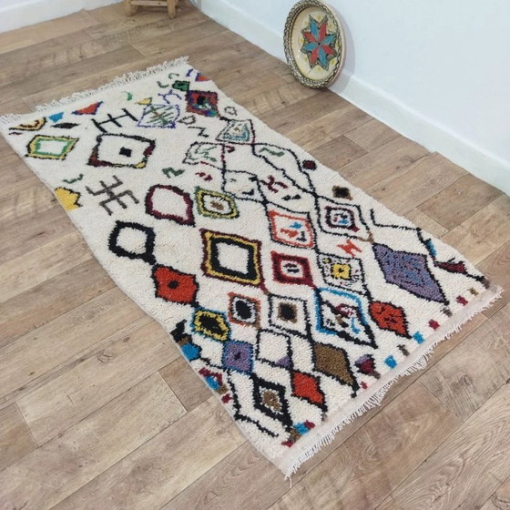 Image 1 of Multicolor Azilal Rug – Authentic Berber Patterns / Azilal Rug Multicolor( 195×100 cm)
