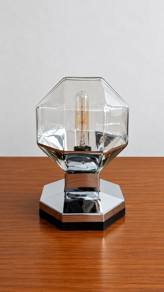 Lot of 11 Motoko Ishii Staff Leuchten Table lamps, Glass, Plastic, Silver (photo 6 of 10)