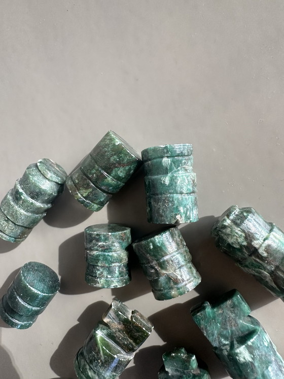 Image 1 of Vintage Marble Chess Set Malachite Natural Stone Onyx Green Chessboard