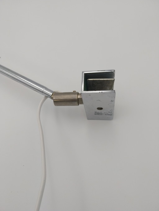 1 x clip lamp white plastic with chrome 1980's omi hinges