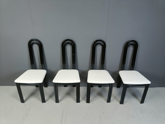 Image 1 of Ensemble de 4 chaises de salle à manger italiennes post-modernes, 1980S