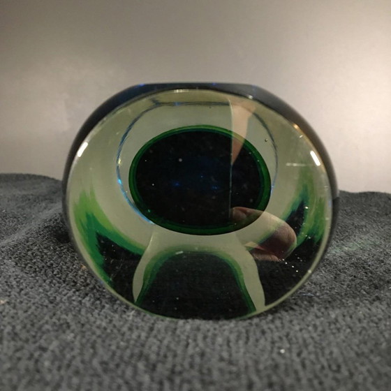 Blaue und grüne Sommerso Murano Glasvase von Flavio Poli für Murano, 1960er Jahre – Arte, Vasen, Crystal (photo 13 of 13)