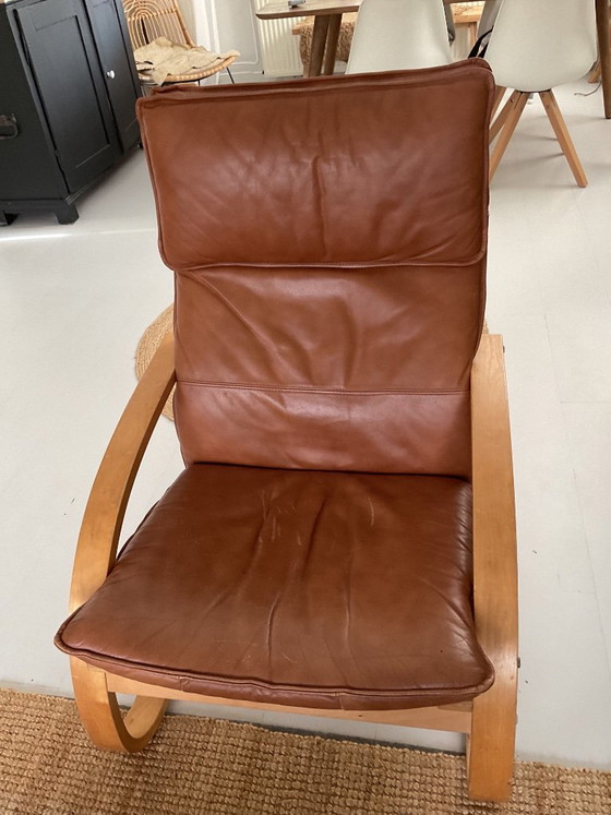 Vintage IKEA Poang Armchair – Leather, Textile (photo 5 of 5)