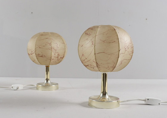 Image 1 of Lampes de table Cocoon de style Mid-Century par Goldkant, conçues par Friedel Wauer, Allemagne, années 1960