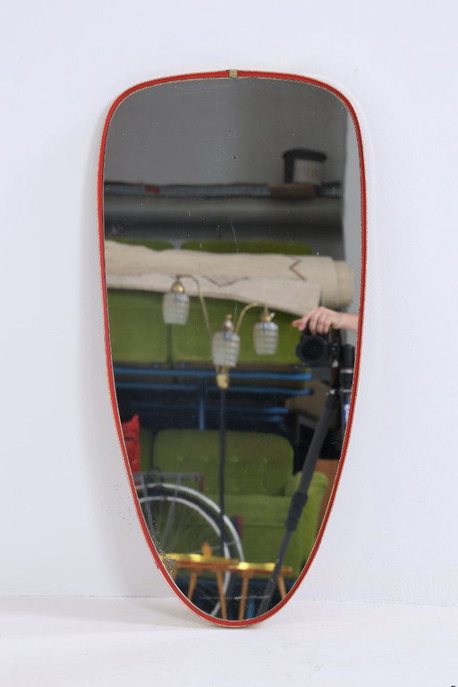 Vintage Mirror 60s | Mid - Century Hanging Mirror Mirror Wood Retro Slanted Vintage #07-26