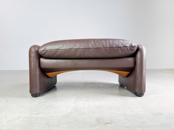 Image 1 of Originele Cassina Maralunga Leder Kruk Bruin Vico Magistretti