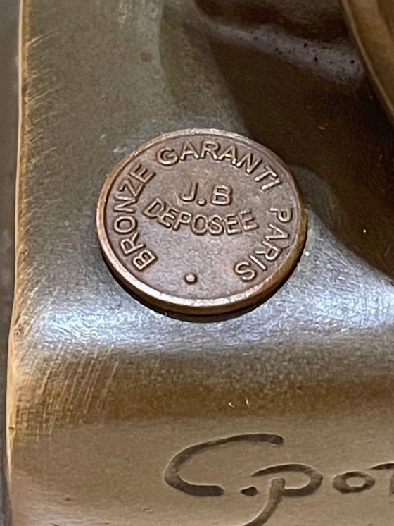 Image 1 of Art Deco Bronze Owl – Signed C. Potter – Guaranteed Paris Bronze – Book Base