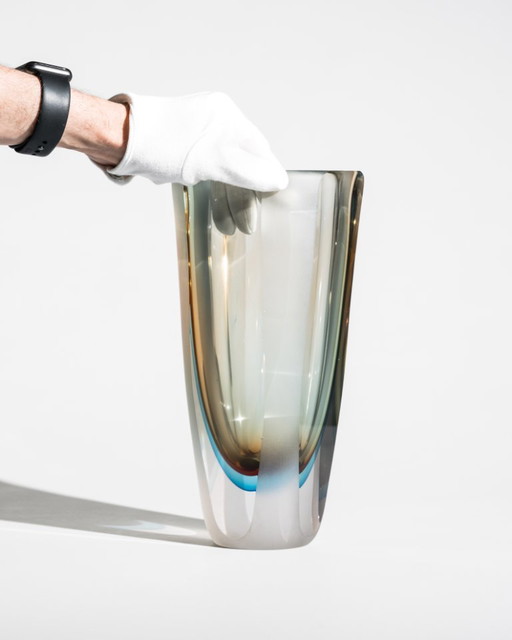 Monumental Murano Sommerso Glass Vase Attributed to Seguso Vetri d’Arte Italy