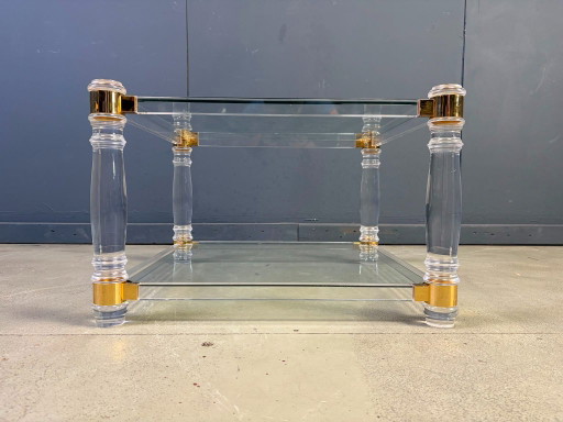Vintage Lucite and Brass Coffee Table, 1970s – salontafels, Glass, Plexiglass (photo 2 of 6)