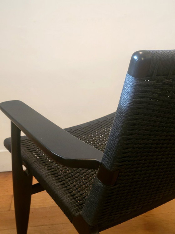 Hans J. Wegner CH25 Lounge Chair Voor Carl Hansen & Søn In Zwart Eiken. – Fauteuils, Wood, Vintage (photo 6 of 11)
