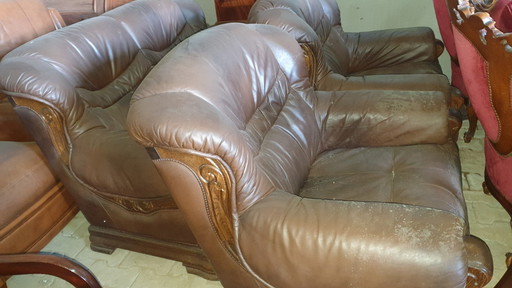 2+1+1 seduta in rovere, pelle