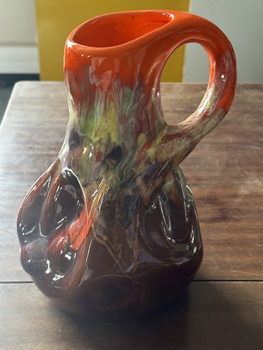 Vintage Vallauris glazed ceramic jug H 30 cm