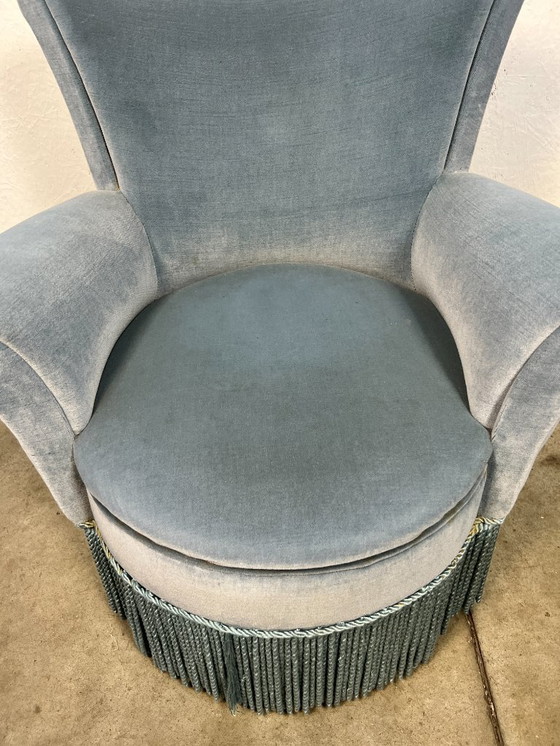 Image 1 of Poltrona da cocktail vintage, Francia anni '60, velluto blu