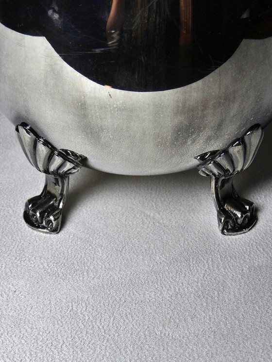 Image 1 of Large Antique Lion Foot Silver Plated Metal Jug