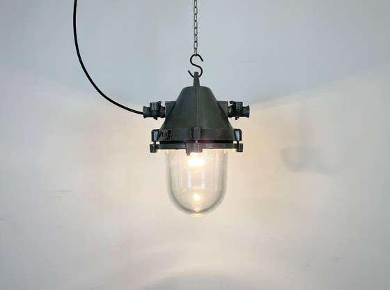 Image 1 of Lampada antideflagrante industriale in alluminio pressofuso grigio scuro, anni '60