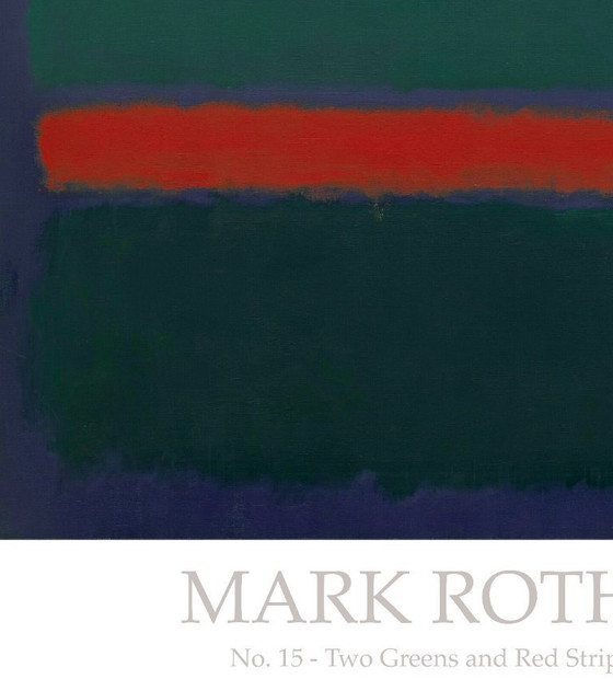 Image 1 of Nr. 15 - Twee groene tinten en een rode streep - Mark Rothko - poster van 70 × 100 cm