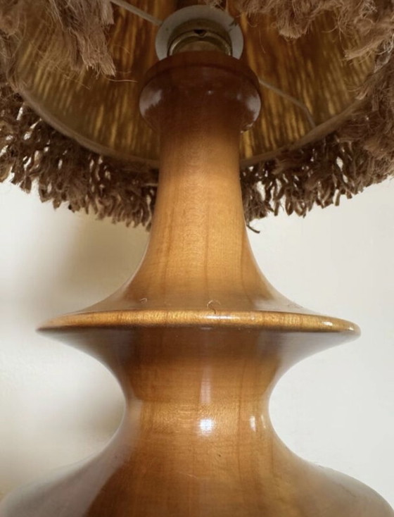 Image 1 of 70's turned wood lamp