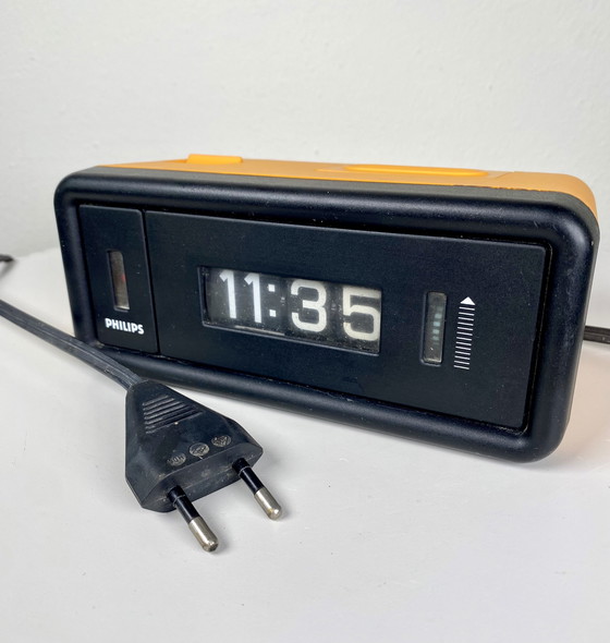 Image 1 of Vintage Philips Flip Clock Alarm HR 5272 - 1970s Retro Tabletop Clocks & Home Decor Accents