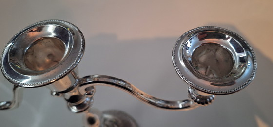 Image 1 of Verzilverde vintage kandelaar 