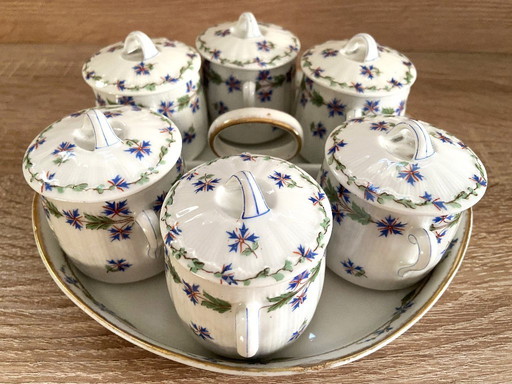 Nécessaire Service Pots à Crème Porcelaine Fine Limoges Théodore Haviland 1900