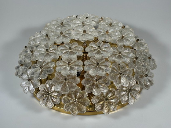 Image 1 of Lampada da soffitto Plafoniere anni '60-'70 Ernst Palme in ottone e vetro Germania