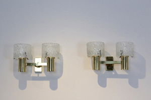 2 lámparas de pared de latón Carl Fagerlund para Orrefors Lighting