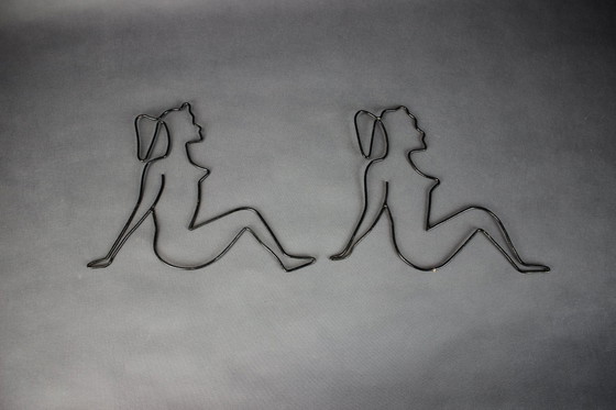 Image 1 of Set of 2 Woman Wall Decorations, 1950s