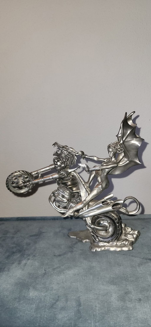 Passion Burns Julie Bell Franklin Mint Tin motocicletta in peltro