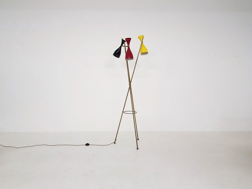 Midcentury "Triennale" Arredoluce Style Diabolo Floor Lamp, Italy, 1960s