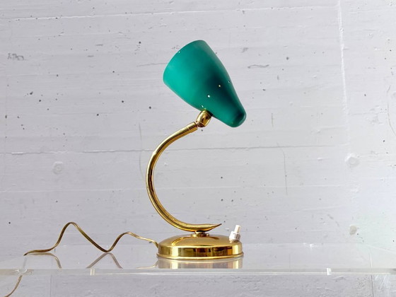 Image 1 of Design tafellamp met metalen kap, Italië jaren 1950