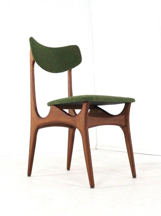 Image 1 of Set 4 vintage eetkamerstoelen stoelen gestoffeerd