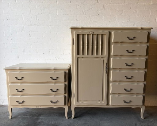 Set antiek vintage kinderkamerkasten restyled