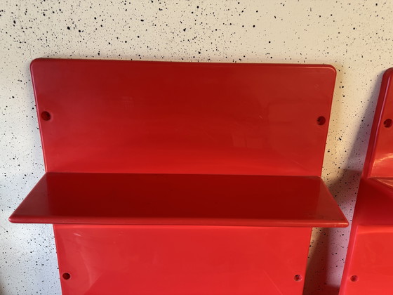 Image 1 of Retro Red Ikea 'Kampe' Wall Shelf: A Vintage Style Statement For Any Room