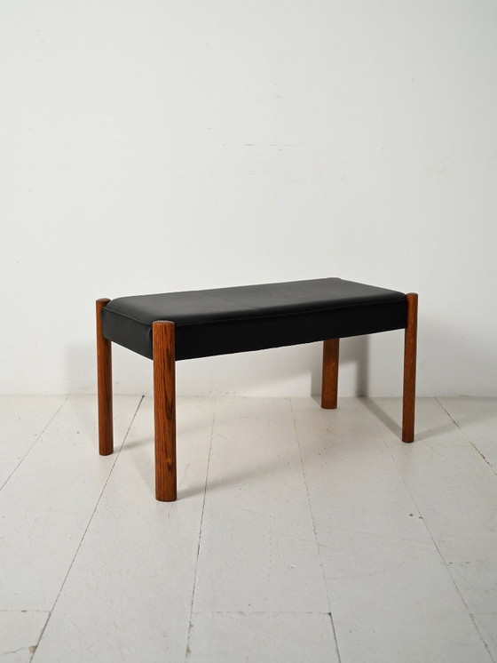 Image 1 of Scandinavian Teak Stool with Leather