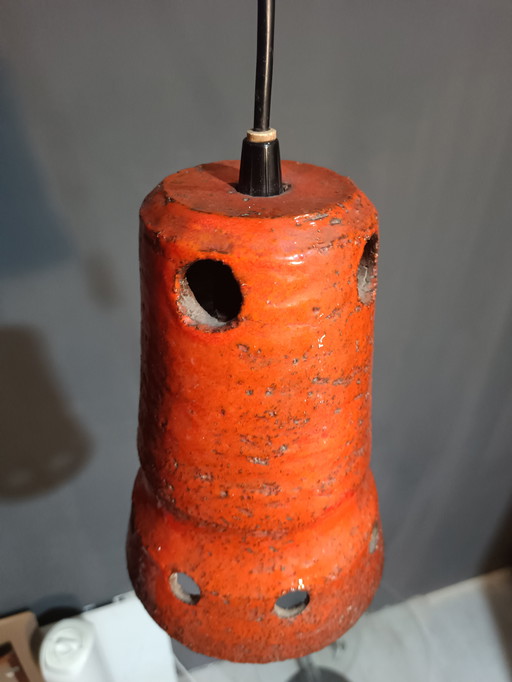 Keramiek oranje vintage jaren 70 lampen 5 stuks
