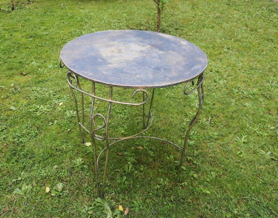 Image 1 of Mid Century Painted Iron Patio or Garden Table, 1960s