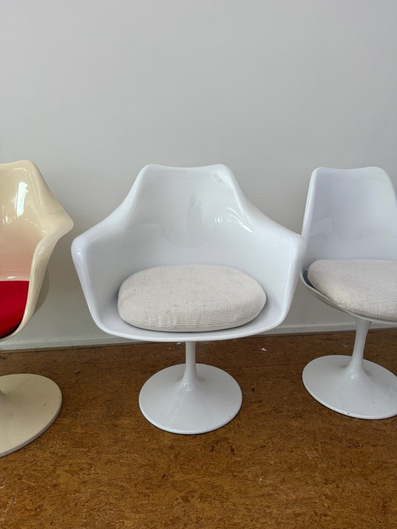 5x Sedie Tulip, Sedie da pranzo, Metallo, Plastica, Crema (foto 5 di 6)