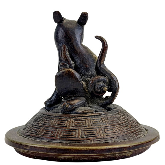Antiguo quemador de incienso chino de trípode – Bronce y Cloisonné – Siglo XIX – Objetos decorativos, Bronze (photo 10 of 11)