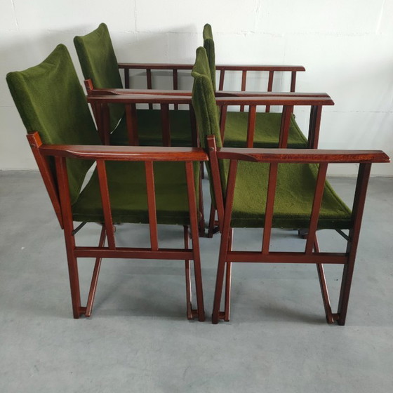 Image 1 of Unique and Rare 1950s Green Brothers 'Foldable' Directors' Chairs Bridge Table Set