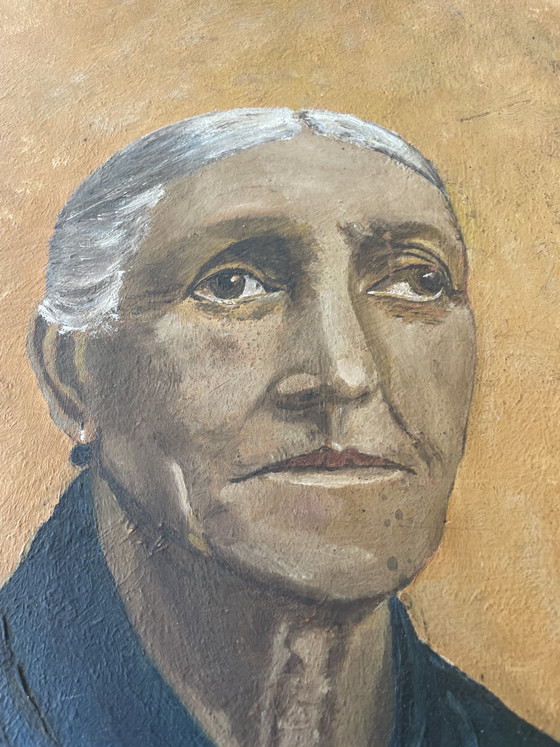 Image 1 of Oil portrait of an older woman on panel